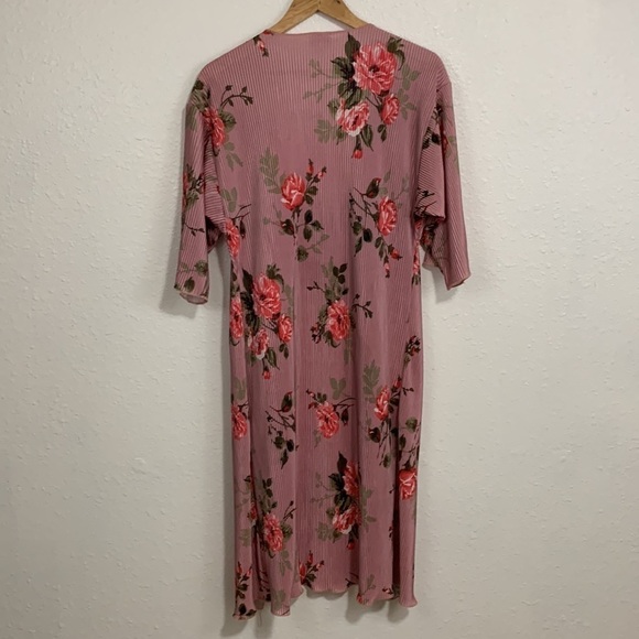 Lularoe Pink Floral Ribbed Open Front Shirly Kimono Size S - Picture 6 of 7